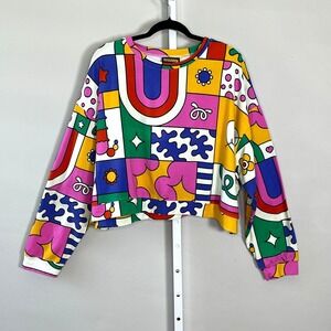 Nooworks Wormiverse Print Track Top Long Sleeve Cropped Colorful Artsy Avant 5x